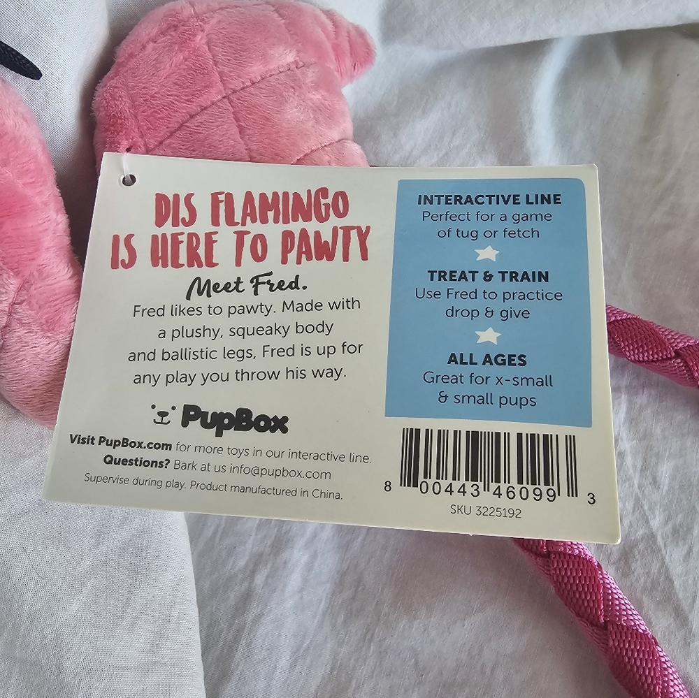 Pupbox Flamingo Tug & Squeaker Medium/Large Nwt - Picture 9 of 9